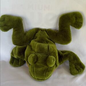 VINTAGE 2002 FOLKMANIS GREEN FROG HAND PUPPET  PLUSH  FROG TOY